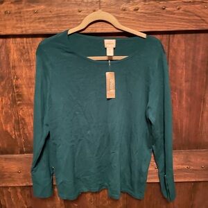 Chico's Deep Teal Long Sleeve Women's Tee